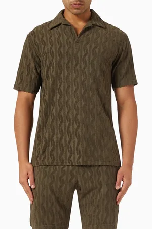 Frescobol Carioca Faustino Jacquard Polo Shirt in Cotton-terry