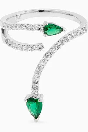 Kenneth Jay Lane Pear Wrap Ring in Rhodium-plated Brass