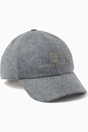Brunello Cucinelli Logo Baseball Cap in Virgin Wool Flannel