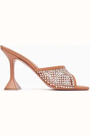 Amina Muaddi Lupita 95 Crystal Net Sandals in Leather