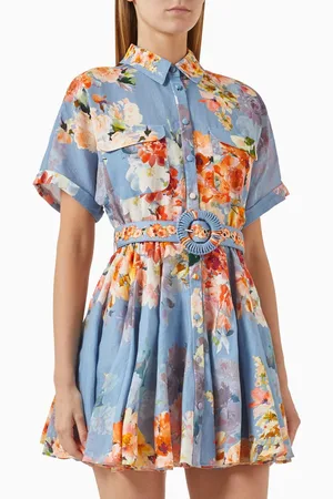 Hemant & Nandita Saba Belted Mini Dress in Linen Blend