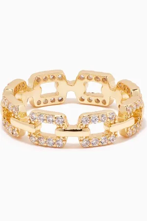 Kenneth Jay Lane CZ Pavé Link Ring in 14kt -plated Brass
