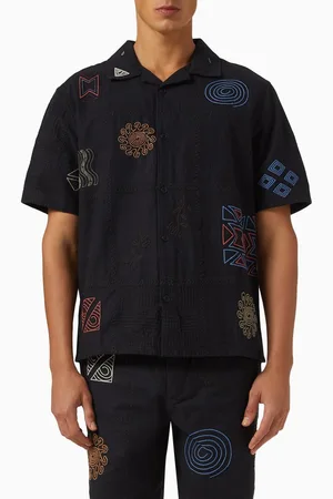 Wax London Didcot Doodle Embroidery Shirt in Cotton-blend