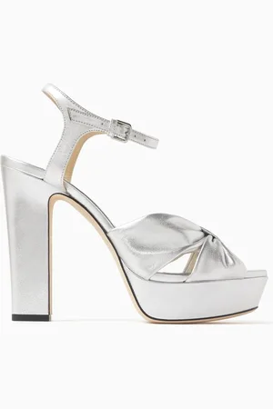 Jimmy Choo Heloise 120 Platform Sandals in Metallic Leather
