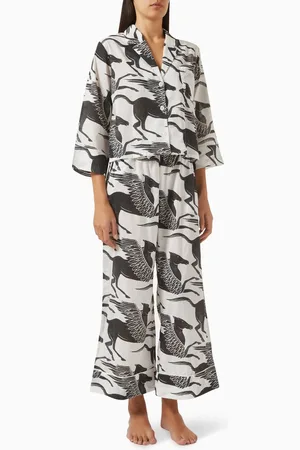 Desmond & Dempsey Pegasus Pyjama Pants Set in Cotton Voile