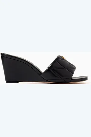 Coach Emma 70 Quilted Wedge Sandals in Leather