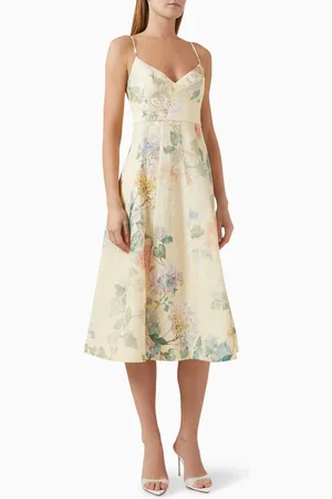 ZIMMERMANN Illuminate Picnic Midi Dress in Silk-linen