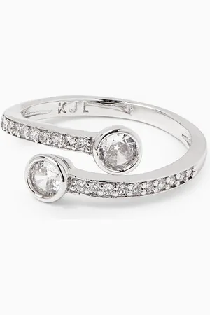 Kenneth Jay Lane Bybass Pave Wrap Ring in Rhodium-plated Brass