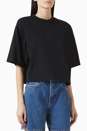 ANINE BING Myers Crop T-shirt in Cotton