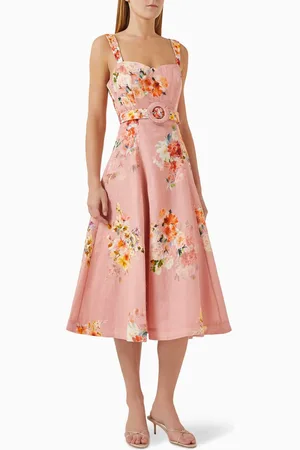 Hemant & Nandita Saba Belted Midi Dress in Linen Blend