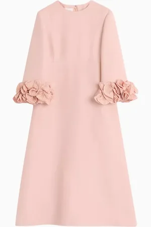 VALENTINO GARAVANI Pleated Ruffle Midi Dress in Silk
