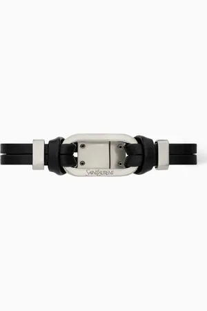 Saint Laurent Oval Ring Bracelet in Leather