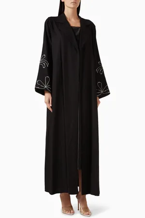 Hessa Falasi Palm Tree Embroidery Abaya in Linen