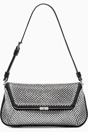 Amina Muaddi Mini Ami Crystal Shoulder Bag in Satin