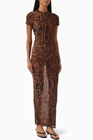 GOOD AMERICAN Maxi T-shirt Dress in Mesh