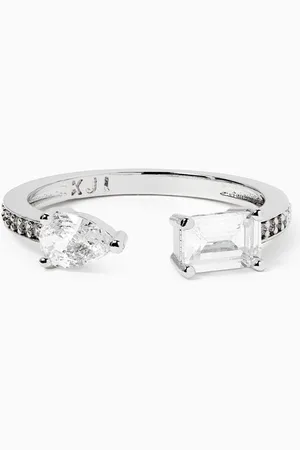 Kenneth Jay Lane CZ Pavé Open Ring in Rhodium-plated Brass