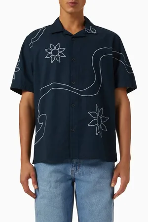 Wax London Didcot Floral Embroidered Shirt in Cotton-blend