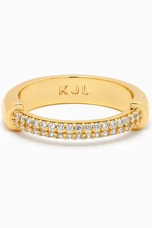 Kenneth Jay Lane Half Pavé Ring in 14kt -plated Brass