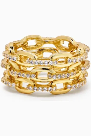 Kenneth Jay Lane Triple Stack CZ Ring in -plated Brass