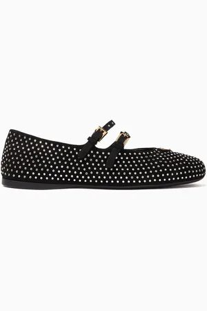 Prada Crystal-embellished Ballet Flats in Suede