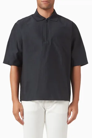 Emporio Armani Zip Polo Shirt in Silk & Cotton