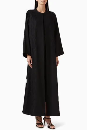 Hessa Falasi Lace-detail Abaya in Polycrepe