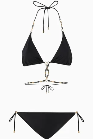 Normaillot Labradorite & Hematite Embellished Triangle Bikini Set