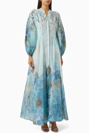 Pankaj & Nidhi Bellwort Belted Maxi Dress in Organza