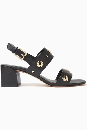 Kate Spade Flower Stud Block Sandals in Leather