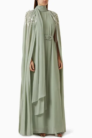 Pankaj & Nidhi Embellished Scarf-style Maxi Dress