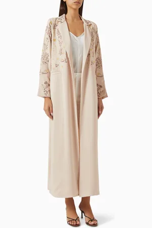Serrb Embroidered Coat-style Abaya in Crepe