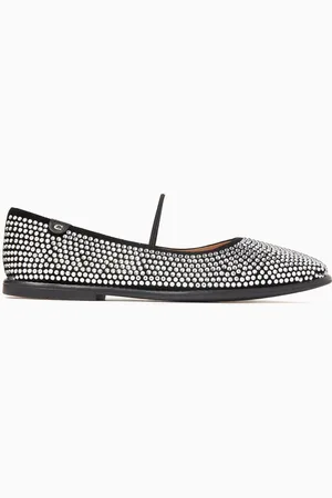 Coach Emilia Crystal-embellished Mary Jane Ballet Flats in Leather