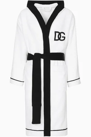 Dolce & Gabbana Unisex Logo-embroidered Hooded Bathrobe in Cotton-terry