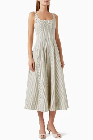 Staud Wells Midi Dress in Cotton Blend