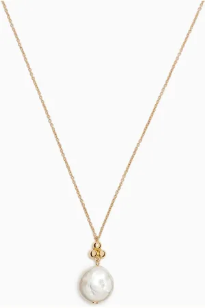 Damas Kiku Pearl Coin Dangle Necklace in 18kt Gold