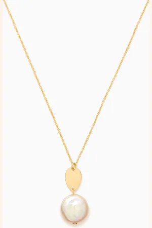 Damas Kiku Coin Pearl Necklace in 18kt Gold