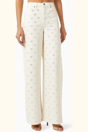 Self-Portrait Diamanté-bow Jeans in Denim