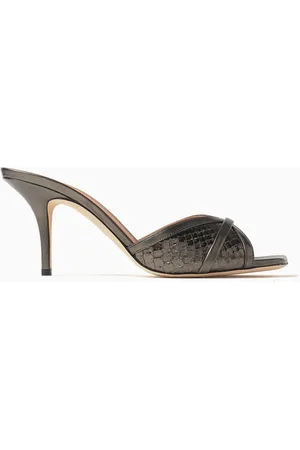 MALONE SOULIERS Perla 70 Mule Sandals in Python-embossed Leather
