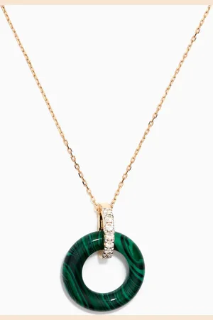 Mateo New York Malachite Donut & Diamond Necklace in 14kt Gold