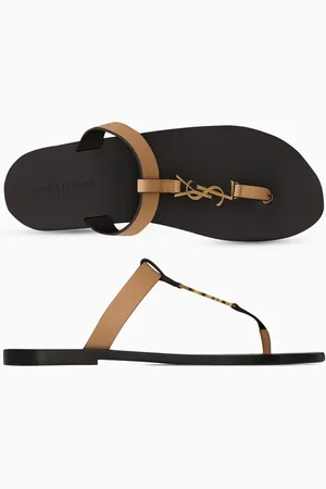 Saint Laurent Cassandre Slides in Smooth Leather