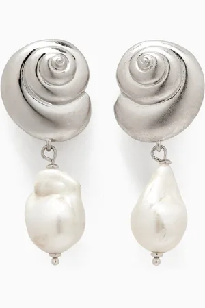 Kate Spade Shell Pearl Drop Earrings in Silver-tone Brass