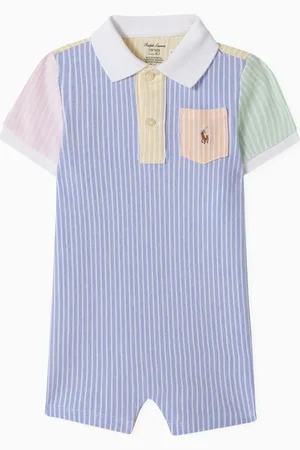 Ralph Lauren Colour-block Polo Romper in Organic Cotton