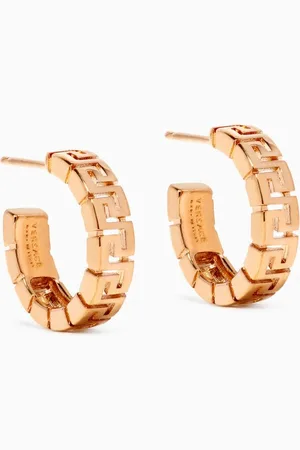 VERSACE Greca Hoop Earrings in Brass