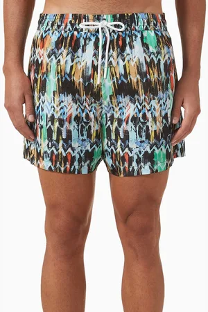 Missoni Painted Zig Zag Print Swim Shorts in Nylon