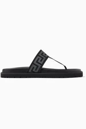 VERSACE Greca Flip Flops in Nylon & Leather