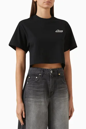 We11 Done Logo Cropped T-shirt in Cotton