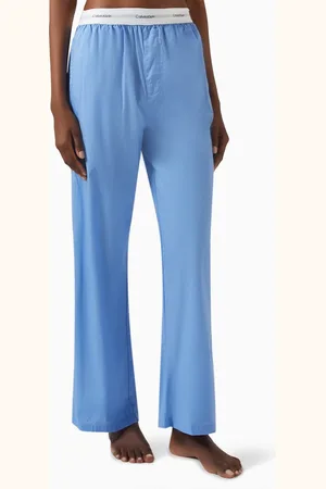 Calvin Klein Logo Waistband Pants in Cotton-poplin