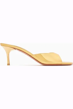Amina Muaddi Jeanna 60 Sandals in Mirror Leather