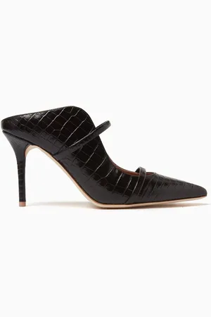 MALONE SOULIERS Maureen 85 Mules in Croc-embossed Leather