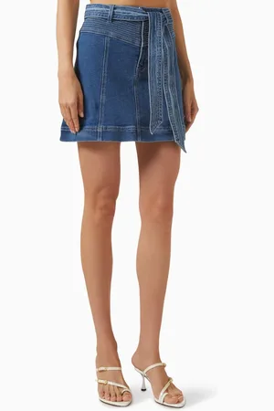 Minkpink Ellis Belted Mini Skirt in Denim